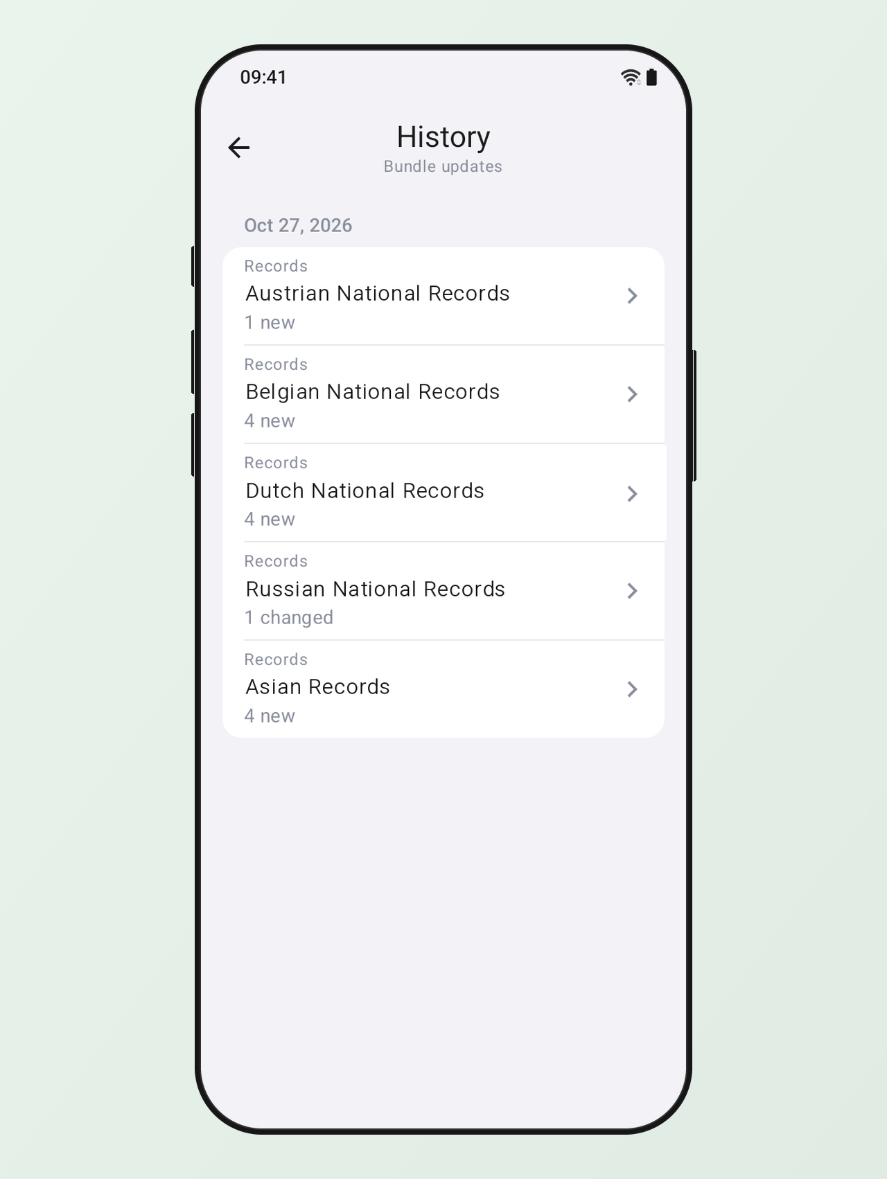 Update History: new and changed Austrian, Belgian, Dutch, Russian and Asian records